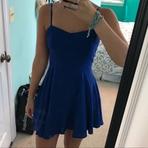 Blue dress with open back & exposed zipper
